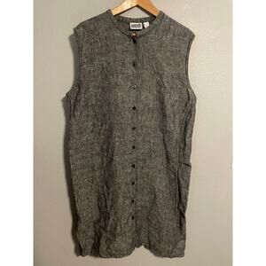 Chico's Design Dress Womens Size 3 US XL Gray Linen Sleeveless Lagenlook READ